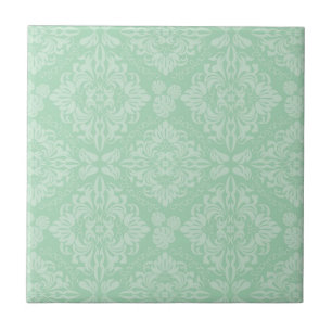 Green damask pattern tile
