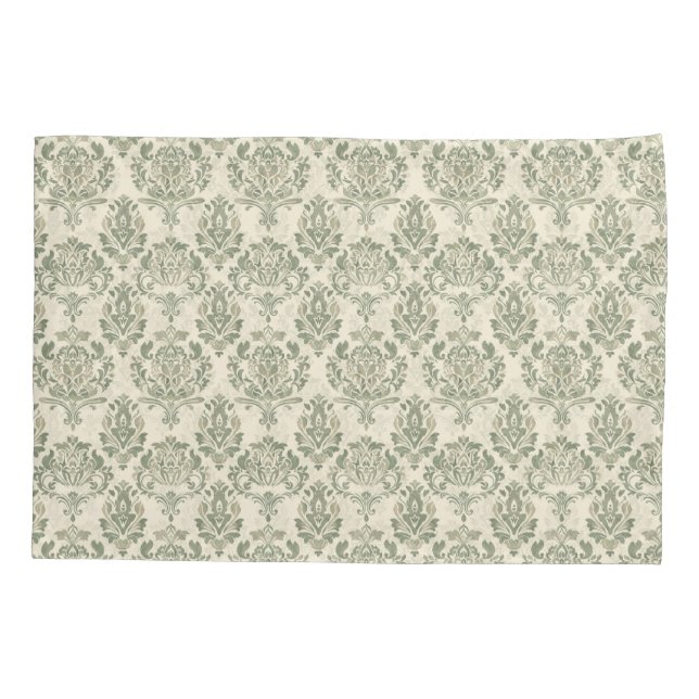 Green Damask Pillowcase (Back)