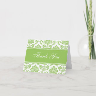 Green Damask Thank You Cards