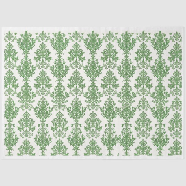 Green Damask Tissue Paper (Front)
