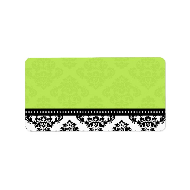 Green Damask Wedding Address Labels (Front)