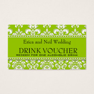 Green Damask Wedding Drink Voucher for Reception