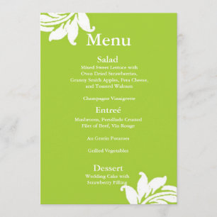 Green Damask Wedding Menu