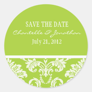 Green Damask Wedding Sticker