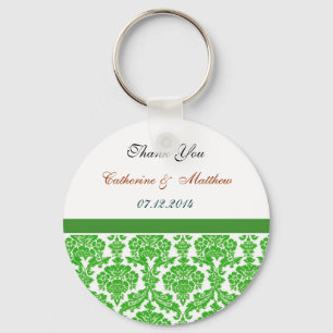 green damask wedding thank you key ring