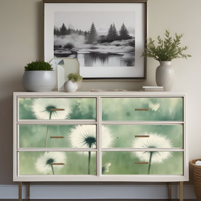 Green Dandelion Delicate Horizons Decoupage Print Tissue Paper (Creator Uploaded)