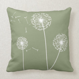 Green  Dandelions Decorative Pillow