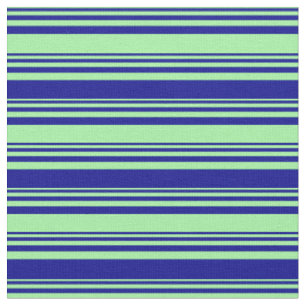 Green & Dark Blue Coloured Stripes Pattern Fabric