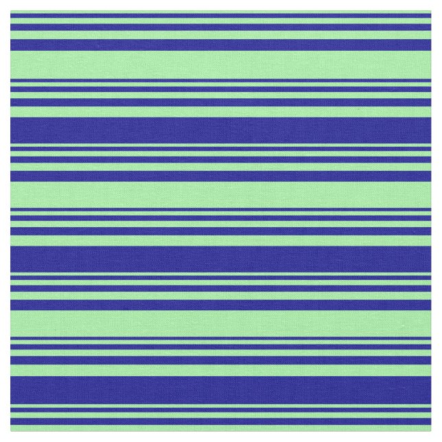 Green & Dark Blue Coloured Stripes Pattern Fabric (Close Up)
