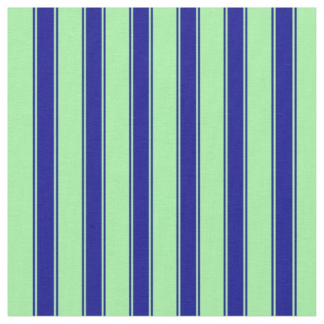 Green & Dark Blue Stripes Pattern Fabric (Close Up)