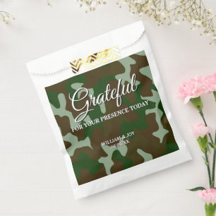 Green & Dark Brown Camouflage Grateful Favour Bag