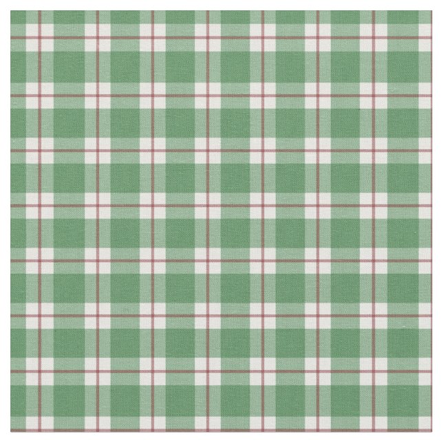 Green / Dark Gray-Red / White Plaid Fabric (Close Up)