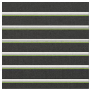 Green, Dark Grey, White & Black Lines Fabric