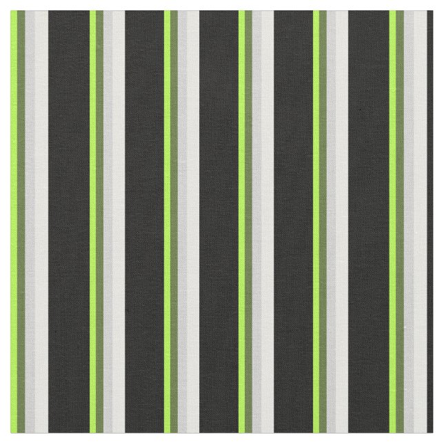 Green, Dark Olive Green, Grey, Mint Cream & Black Fabric (Close Up)