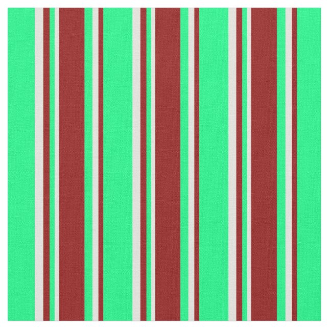 Green, Dark Red & Light Yellow Pattern Fabric (Close Up)