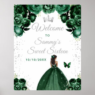 Green Dark Skin Princess Sweet Sixteen Welcome Poster