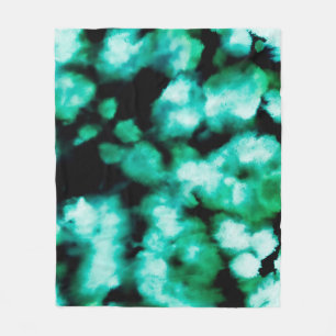 Green Dark Tie Dye. Aquamarine Inspiration Tie Dye Fleece Blanket