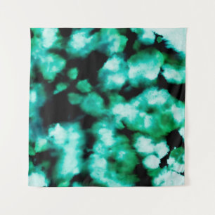 Green Dark Tie Dye. Aquamarine Inspiration Tie Dye Tapestry