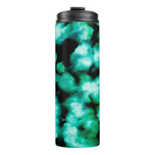 Green Dark Tie Dye. Aquamarine Inspiration Tie Dye Thermal Tumbler