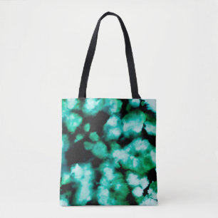 Green Dark Tie Dye. Aquamarine Inspiration Tie Dye Tote Bag