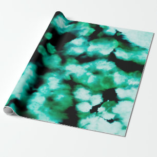 Green Dark Tie Dye. Aquamarine Inspiration Tie Dye Wrapping Paper