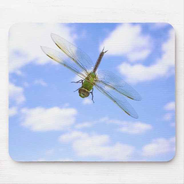 Green darner (Anax junius) flying against clouds Mouse Pad (Front)