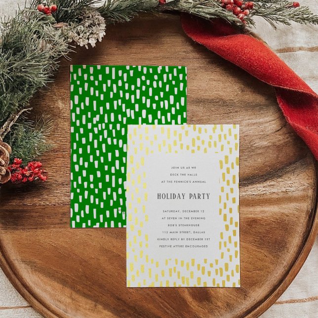 Green Dashingly Golden Holiday Party Gold (Green Dashingly Golden Holiday Party Gold Foil Invitation)
