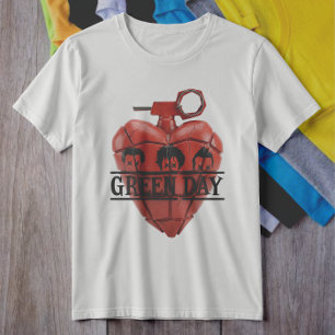 Green Day Red Heart Grenade Punk Rock T-Shirt