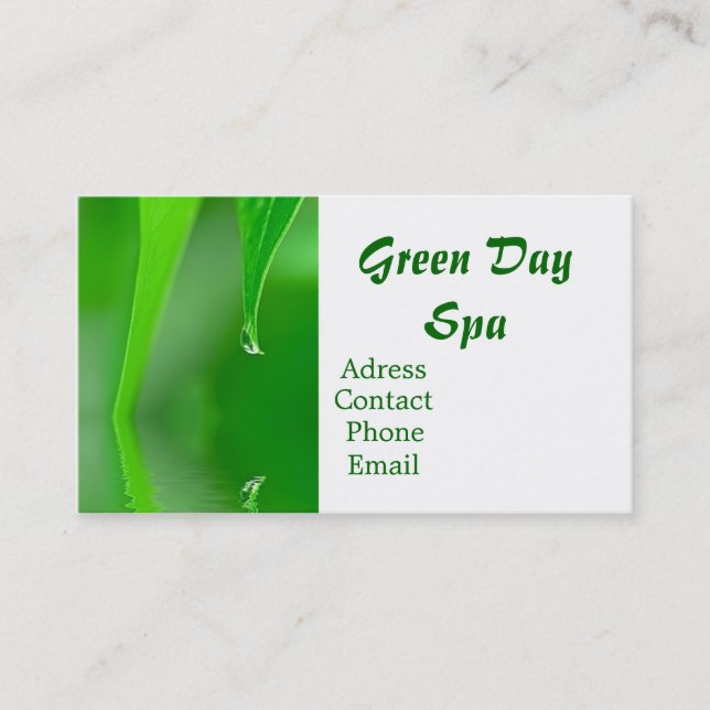 Green Day Spa Business Card (Front)