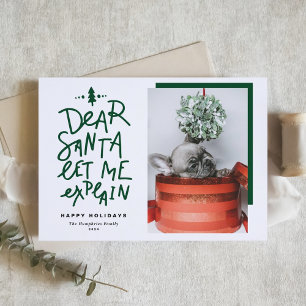 Green Dear Santa Let Me Explain Baby Photo Holiday Card