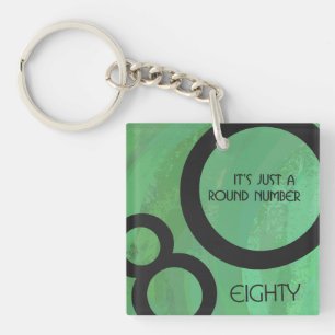 Green Decade 80th Birthday Key Ring