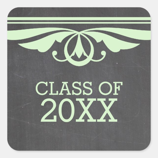 Green Deco Chalkboard Graduation Stickers (Front)