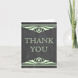 Green Deco Chalkboard Thank You Card