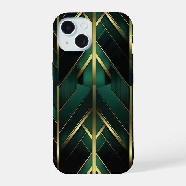 Green Deco iPhone 15 Case (Back)