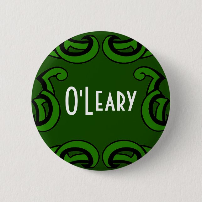 Green Deco Name Tag 6 Cm Round Badge (Front)