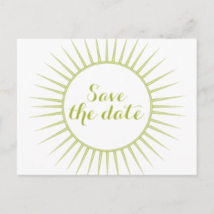 Green Deco Retro Save the Date Postcard