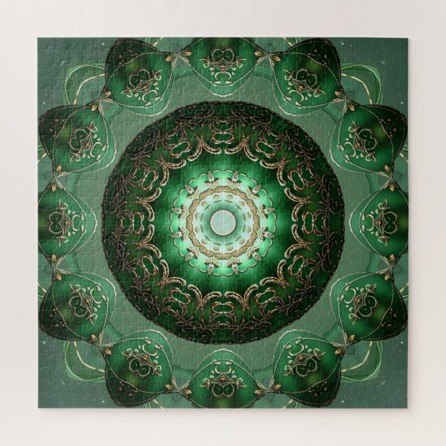 Green Decorative Floral Jigsaw Puzzle (Vertical)