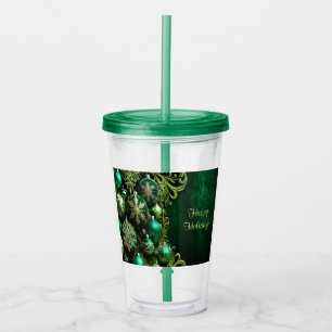 Green Decorative Ornaments Holiday Acrylic Tumbler