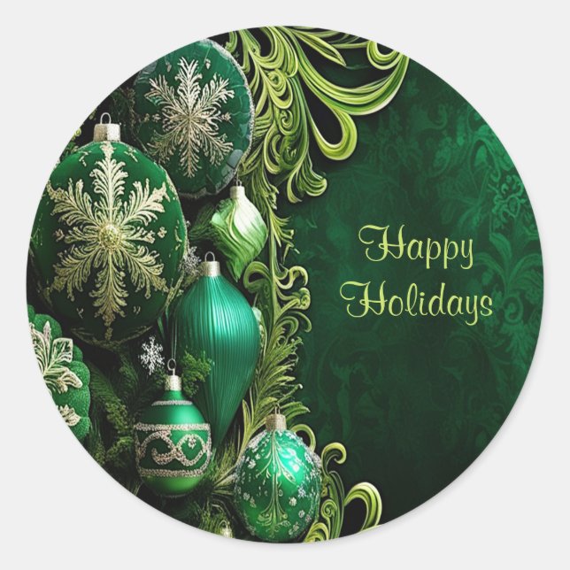 Green Decorative Ornaments Holiday Sticker (Front)