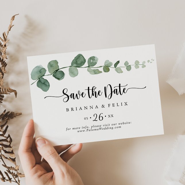 Green Delight Eucalyptus Horizontal Wedding  Save The Date (Creator Uploaded)