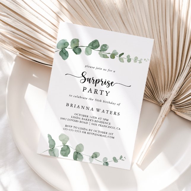 Green Delight Eucalyptus Surprise Party  Invitation (Creator Uploaded)