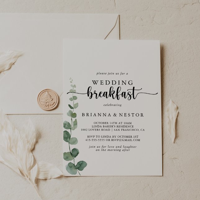 Green Delight Eucalyptus Wedding Breakfast  Invitation (Creator Uploaded)
