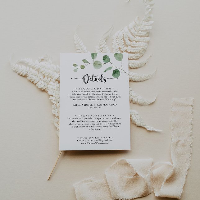 Green Delight Eucalyptus Wedding Details  Enclosure Card (Creator Uploaded)