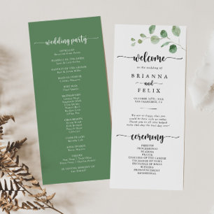 Green Delight Eucalyptus Wedding Program