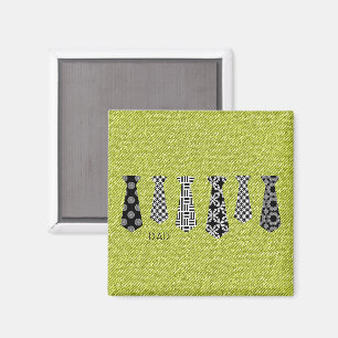 Green Denim Black Neck Ties DAD Office Boss Magnet
