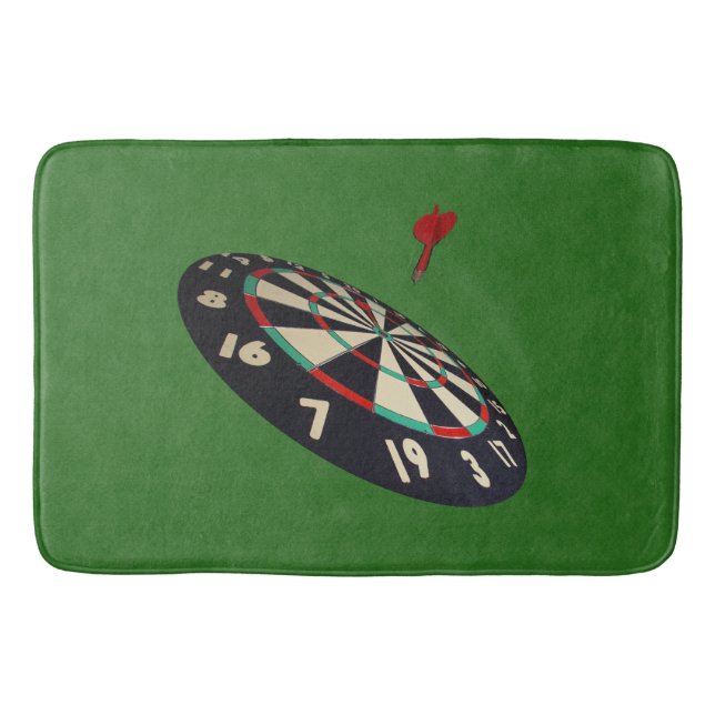 Green Denim Darts Destination Bullseye, Bath Mat (Front)