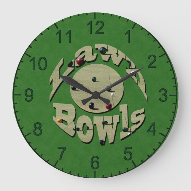 Green Denim Lawn Bowls, Wall Clock (Front)