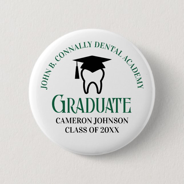 Green Dental Academy Custom Graduation 6 Cm Round Badge (Front)
