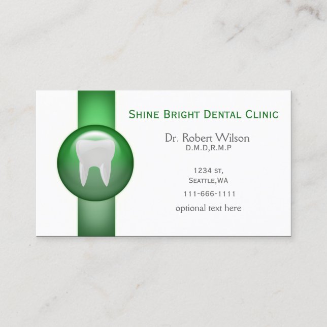 Green Dental businesscards with appointment card (Front)