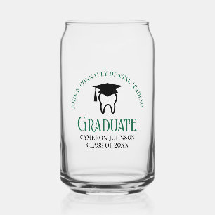 Green Dental School Custom Dentist Graduation Can Glass